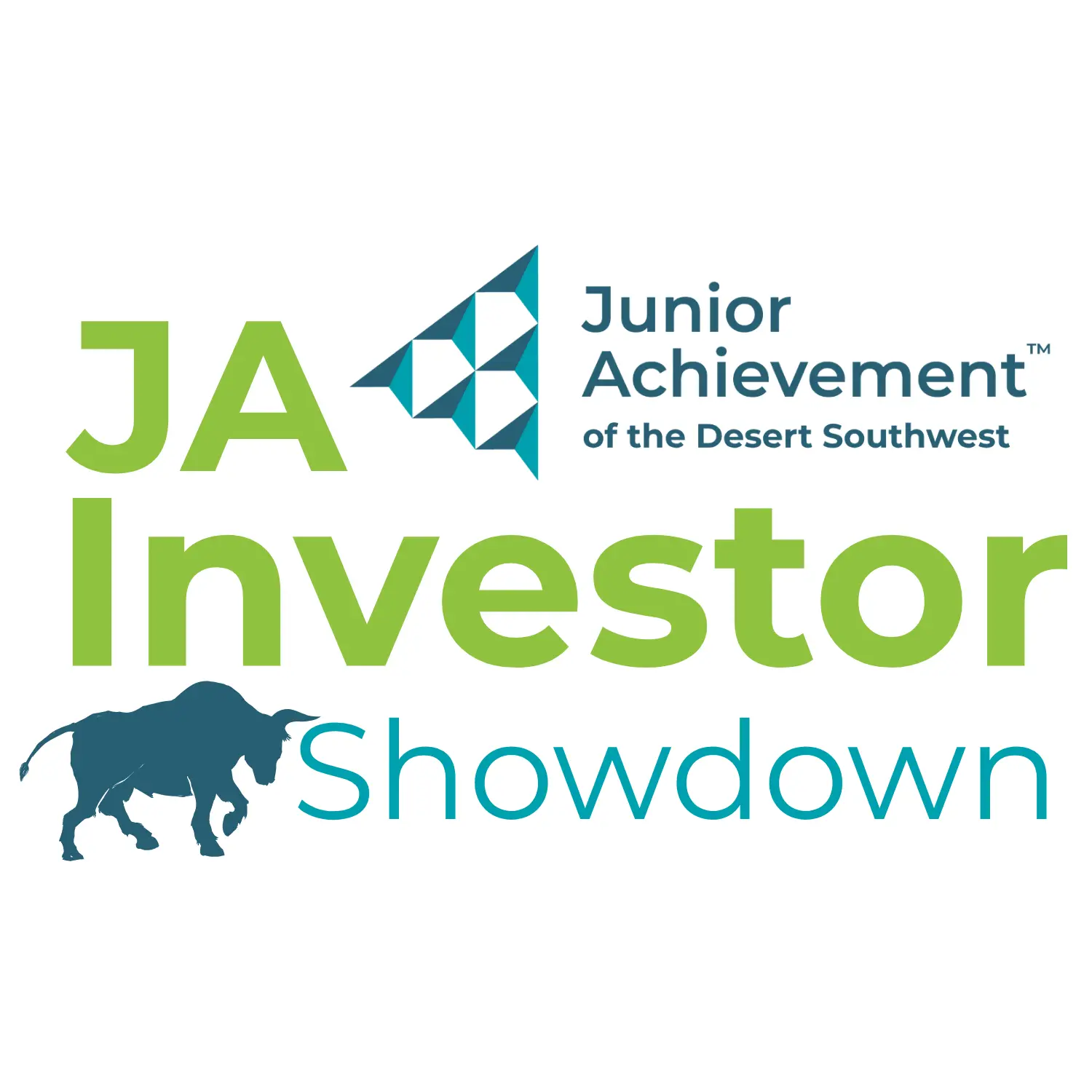The logo for the JA Investor Showdown by the Junior Achievement of the Desert Southwest